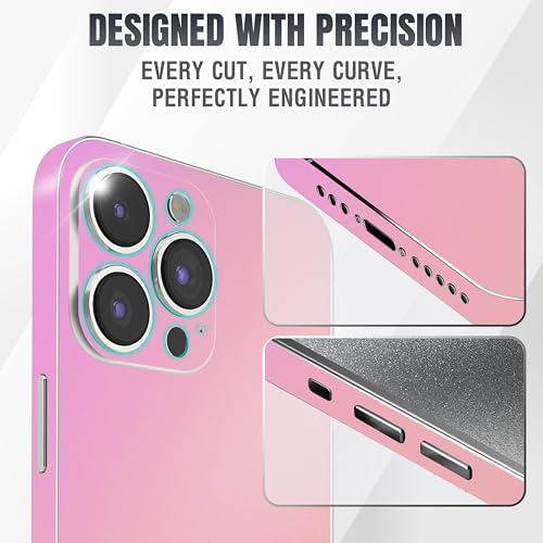 2Pcs Skin Wrap Compatible for iPhone 15 Pro – Slim Decal Vinyl Protective Film for Sides & Back – Sleek Fit, Premium Look – Compatible with All iPhone 15 Pro Cases - Iridescent Pink - color: Iridescent Pink