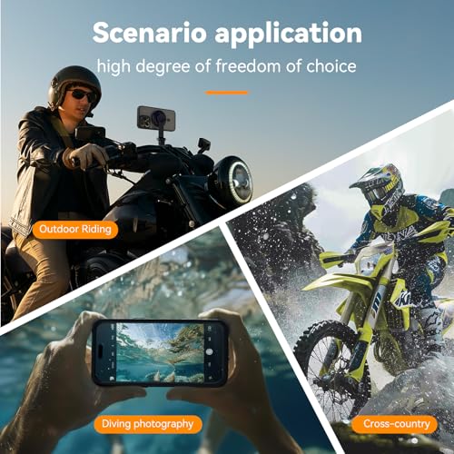 TELESIN Motorcycle Phone Mount Fit iPhone 16 Pro Max, Magnetic Motorcycle Phone Holder with Vibration Dampener & Metal Buckle [One-Click Unlock] with Magnetic Phone Case for 25 & 28 mm Handlebars