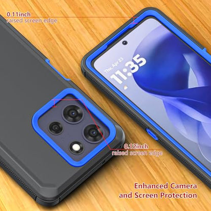 Shockproof Phone Case for Motorola Moto G Power 5G 2025/Moto G Play 2025 with Belt Clip Holster,Rugged Full-Body Protective Case Cover with Kickstand & Holster (Black+Blue) - color: Black+Blue