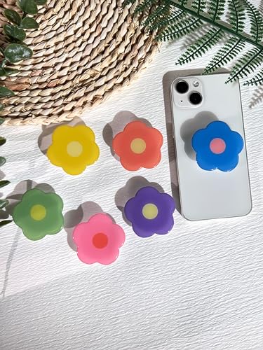 Cartoon Flowers Phone Grip Stand, Cute Clear Cell Phone Holder,Collapsible Cell Phone Accessory, Phone Charms Holder Support with Transparent Base for Kindle - color: purple