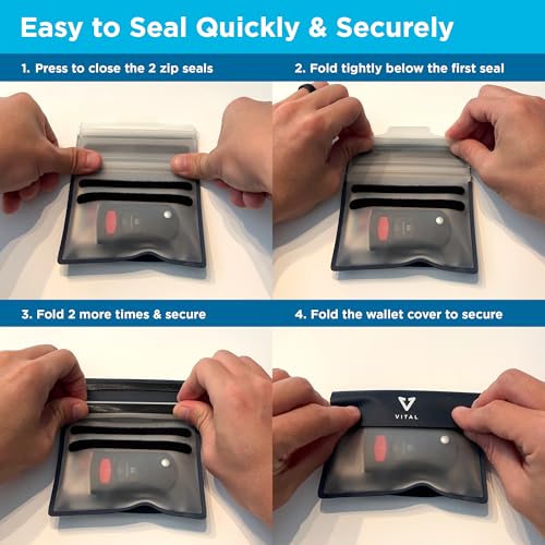 VITAL Waterproof Wallet for Swimming - Small Waterproof Key Holder Pouch - Submersible, Floating, Rain & Water Proof Surfing Car Key Fob Case Dry Bag with Wrist Ankle Strap