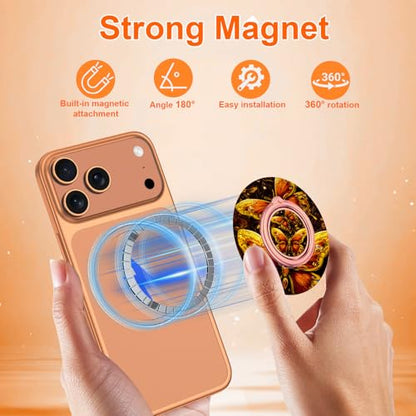 Magnetic Phone Ring Holder for MagSafe Grip,[Super Magnet],Stylish 360° Rotation Cell Phone Grip Stand Finger Ring Kickstand for iPhone 17 16 15 14 Pro Max,iPad and Smartphones,Black - color: Black