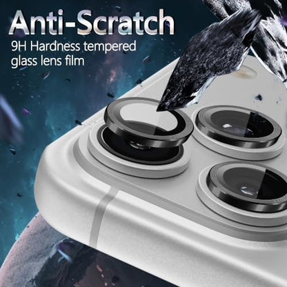 1 Pack Camera Lens Frame for iPhone 17 Pro, 9H Glass Screen Protector Anti-Scratch, Tempered Glass Metal Individual Camera Cover Accessories, Black - size: for iP 17 Pro Black