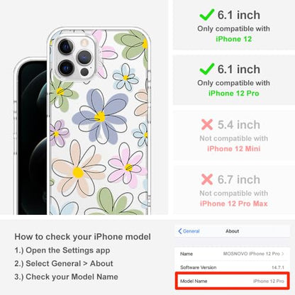 MOSNOVO Case for iPhone 12 & iPhone 12 Pro, [Buffertech 6.6ft Military-Grade Drop Protection] [Anti Peel Off Tech] Clear TPU Bumper Phone Case Cover Design - Linear Blooms - color: Clear - Linear Blooms, size: iPhone 12 / iPhone 12 Pro