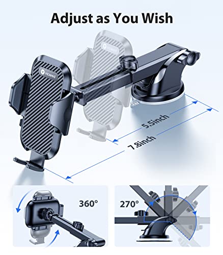 VICSEED 2026 Ultimate Sturdy Car Phone Holder [Upgraded 95+LBS Strongest Suction] Universal Long Arm Cellphone Mount for Car Dashboard Windshield Vent Truck Boat for iPhone 18 17 16 Pro Max & Android - color: Classic Black