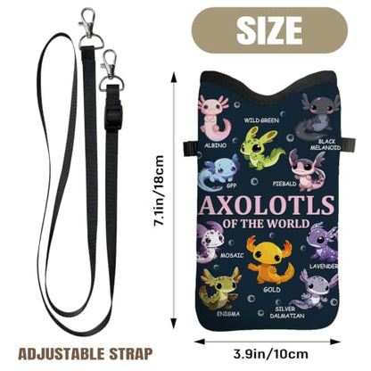 Cell Phone Sleeve Pouch with Adjustable Strap - Axolotl Gifts - color: Axolotl