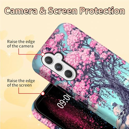 Cherry Blossom Skull Phone Case for Samsung Galaxy S25, Dual Layer Shockproof Rugged Cover with Soft TPU + Hard PC, Anti-Scratch Slim Fit Wireless Charging Compatible - color: Cherry Blossom Skull, size: 6.2" Galaxy S25