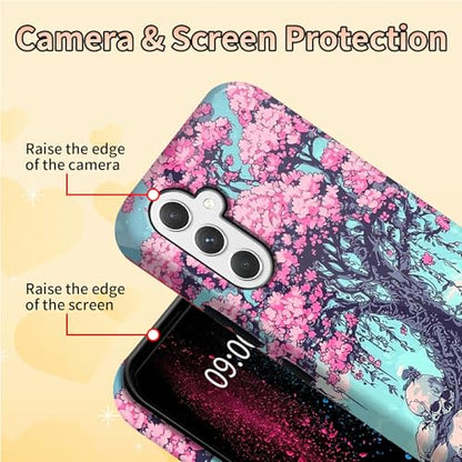Cherry Blossom Skull Phone Case for Samsung Galaxy S25, Dual Layer Shockproof Rugged Cover with Soft TPU + Hard PC, Anti-Scratch Slim Fit Wireless Charging Compatible - color: Cherry Blossom Skull, size: 6.2" Galaxy S25