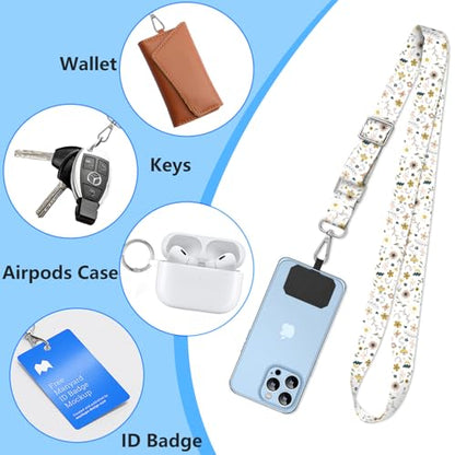 2 Pack Phone Lanyard Cell Phone Lanyard Crossbody Adjustable Phone Strap for Use Around the Neck Cell Phone Lanyard - color: Yellow and Blue Flowers