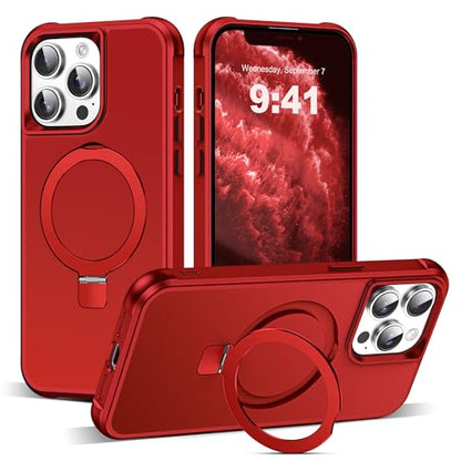 SKYLMW Compatible with iPhone 11 Pro Max Case with Stand,Red | iPhone 11 Pro Max Phone Case 6.5",Magnetic Ring Stand,Compatible with MagSafe,Military-Grade Protection,Great Grip Feeling - color: Red, size: Iphone 11 Pro Max