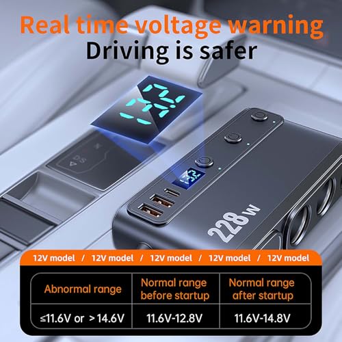 Cigarette Lighter Adapter with 45W Retractable Car Charger Fast Charging