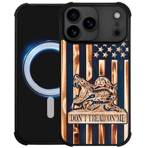 case for iPhone 17 Pro,Compatible with Magsafe,All-Round Protection Shockproof Anti-Scratches TPU Case Cover-Dont Tread On Me Wood Grain American Flag - color: Dont tread on me Wood grain American flag, size: IPhone 17 Pro