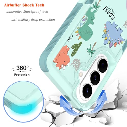 for Samsung Galaxy S26 5G Case: Cute Flowers Floral Design for Girls Women Slim Soft TPU Bumper Shockproof Dinosaur Silicone Cell Phone Cover (Funny Dino) - color: Funny Dino