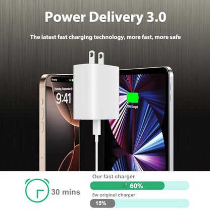 iPhone Fast Charger[MFi Certified],iPhone Fast Charging Cube USB C Charger - color: White 10feet