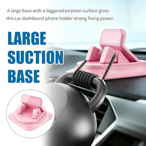 Car Dashboard Phone Holder,360° Rotation Car Phone Holder,Anti-Slip Design - color: Pink