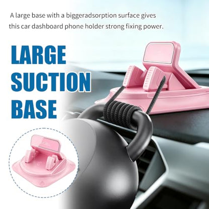 Car Dashboard Phone Holder,360° Rotation Car Phone Holder,Anti-Slip Design - color: Pink