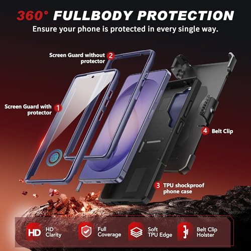 TONGATE Magnetic Stand for Samsung Galaxy S26 Ultra Case, Compatible with Magsafe, [Camera Cover & 2 Front Frames][Military Drop Protection] S26 Ultra Case Built-in Screen Protector & Belt Clip,Cobalt - color: Cobalt Violet