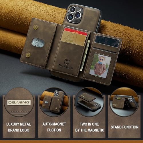 Leather Wallet Phone Cases Compatible with iPhone 15 Pro Max Case with Card Holder Men 6.7'' 2 in 1 Detachable Back Cover (Coffee, IP 15 Pro Max) - color: Coffee, size: IP 15 Pro Max