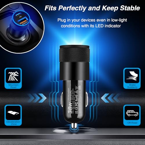 Car Charger, 5Pack 38W Dual Ports USB-C & USB-A Car Chargers Adapter - color: 5-Pack