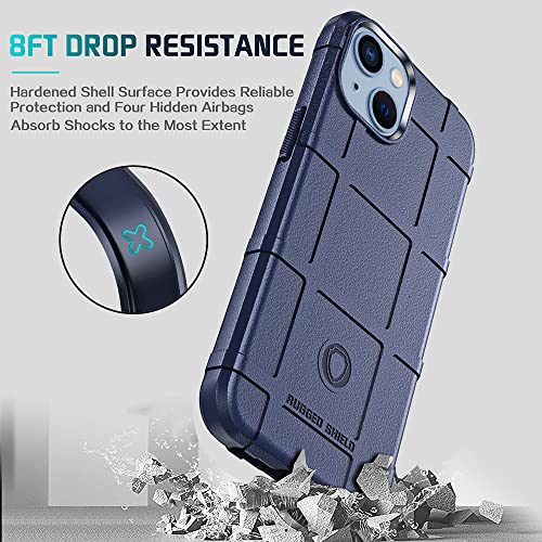 Rugged Shield 8ft Drop Proof TPU Thick Armor Tactical Protective Case Compatible with iPhone 14 (6.1 inches) - Navy Blue - color: Navy Blue, size: iPhone 14