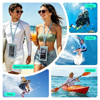Floating Waterproof Phone Pouch 2 Pack - Dual Floatable Airbags Up to 7.2", IPX8 Waterproof Phone Dry Bag with Lanyard for Beach, for iPhone 17 16 15 Samsung Galaxy Etc., Black + Gray Blue - color: Black + GrayBlue