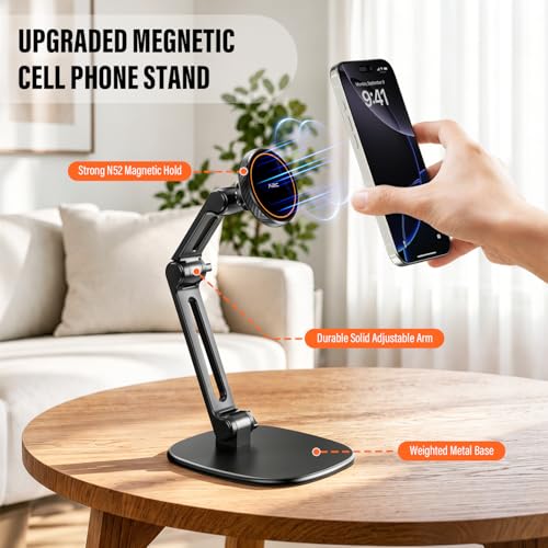 APPS2Car Magnetic Phone Stand for MagSafe, Adjustable Phone Holder for Desk - color: Black - Magnetic Phone Stand