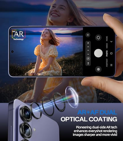 HelloDeere for Samsung Galaxy S26/S26 Plus Camera Lens Protector, Military-Grade 9H+ Tempered Glass AR Optical Tech HD Anti-Glare Anti-Scratch Metal Individual Ring Easy Install Case Friendly, Black - color: S26/S26 Plus (Black)