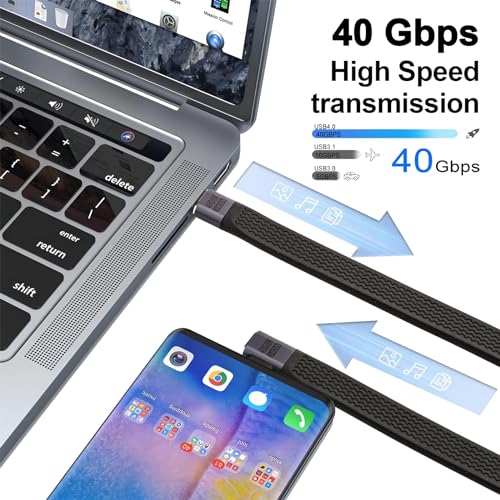 90 Degree Short USB C to USB C Cable 5 Inch 240W 40Gbps 8K - color: Black, size: 90Degree male to male