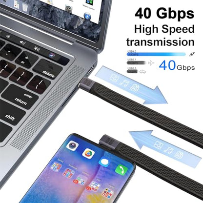 90 Degree Short USB C to USB C Cable 5 Inch 240W 40Gbps 8K - color: Black, size: 90Degree male to male