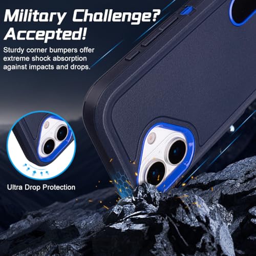 Defender Case for iPhone 17 Case with Belt Clip Holster Navy Blue | Heavy Duty Rugged Protective Phone Case, Dual Layer Shockproof Cover - color: Navy Blue