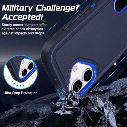 Defender Case for iPhone 17 Case with Belt Clip Holster Navy Blue | Heavy Duty Rugged Protective Phone Case, Dual Layer Shockproof Cover - color: Navy Blue