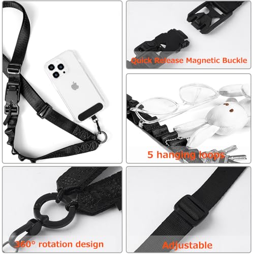 Phone Lanyard, On-the-Go Universal Crossbody Strap Neck Lanyard with Phone Tether Patches for Most Cellphones - color: A