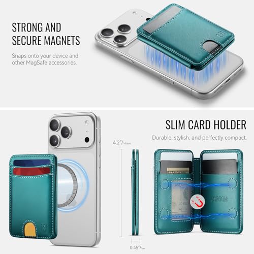 for Magsafe Wallet Magnetic RFID Blocking Card Holders, Bluish Green - color: Bluish Green