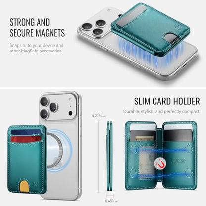 for Magsafe Wallet Magnetic RFID Blocking Card Holders, Bluish Green - color: Bluish Green