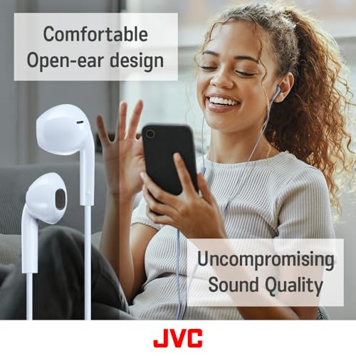 JVC USB-C Wired Earbuds Headphones, Delay-Free for Videos and Gaming, Built-in DAC Reduces Noise and Improves Sound Quality, 10.7 mm Diameter Neodymium Drivers - HAFR17UCA (Blue) - color: Blue
