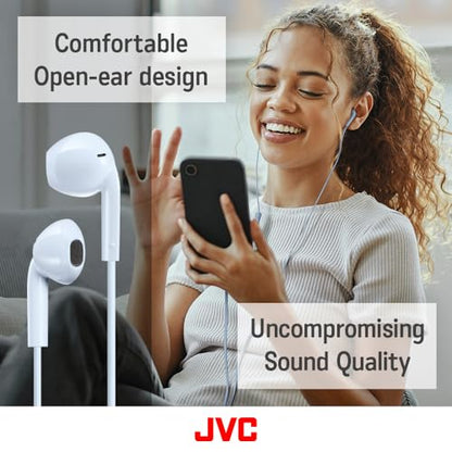 JVC USB-C Wired Earbuds Headphones, Delay-Free for Videos and Gaming, Built-in DAC Reduces Noise and Improves Sound Quality, 10.7 mm Diameter Neodymium Drivers - HAFR17UCA (Blue) - color: Blue
