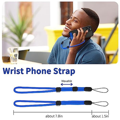 CACOE Phone Lanyard, Dark Blue, 2 Pcs - color: Dark Blue, size: 30"（Neck Strap×1）+8"（Wrist Strap×1）