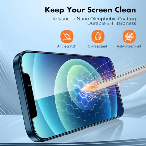 UNBREAKcable 3-Pack Screen Protector for iPhone 12/12 Pro Tempered Glass | Shatterproof, Easy Install, 9H Hardness, 99.99% HD Clear, Bubble-Free, Anti-Fingerprint, Scratch Resistant, Case Friendly - size: iPhone 12/12 Pro
