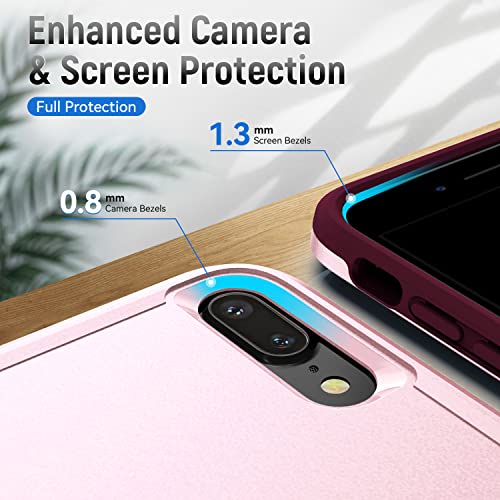 for iPhone 7 Plus Case,with HD Screen Protector,[Military Grade Drop Tested] Heavy-Duty Tough Rugged Shockproof Protective Phone Case for iPhone 8 Plus 5.5”, Pink - color: Pink
