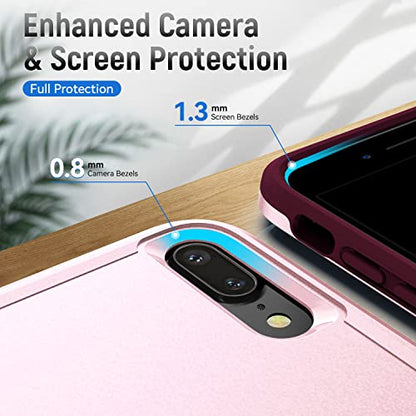 for iPhone 7 Plus Case,with HD Screen Protector,[Military Grade Drop Tested] Heavy-Duty Tough Rugged Shockproof Protective Phone Case for iPhone 8 Plus 5.5”, Pink - color: Pink