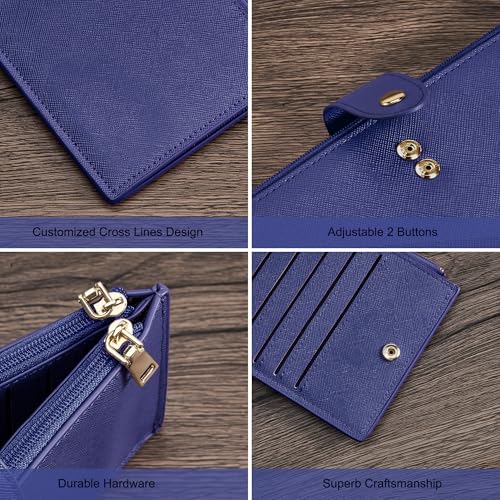 Travelambo RFID Wallet Women Large Size Bifold Multi Card Wallet Case with Zipper Pocke Credit Card Holder for Women - color: Blue Purplish