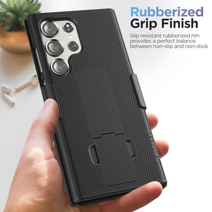 Encased DuraClip Designed for Samsung Galaxy S24 Ultra Belt Clip Case with Phone Holster and Kickstand (Black) - size: S24 Ultra