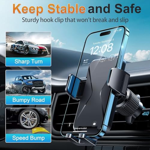 DOLYOFG Car Phone Holder Vent [Thick Cases Friendly] Phone Mount for Car Air Vent 360° Rotate Hands Free Cell Phone Holder for Car Automobile Cradle for All iPhone Android Smartphone - style: new model