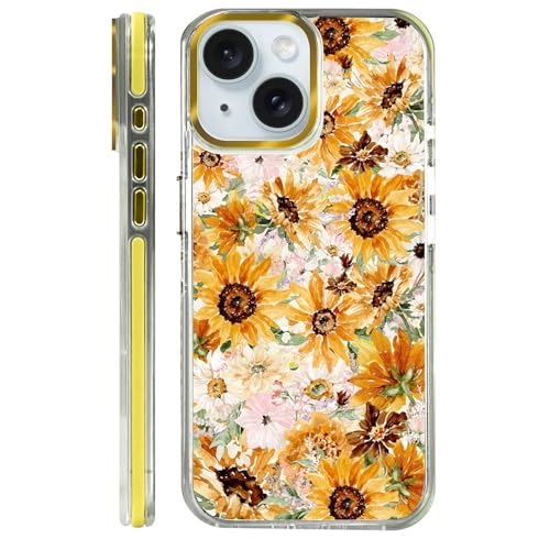 VisEnt Clear Case for iPhone 15, Magnetic Phone Case, Transparent Slim Cover, Military Grade Protection, Shockproof, Anti-Yellowing, Scratch Resistant, Vintage Sunflower Floral - color: Vintage Sunflower Floral, size: Iphone 15