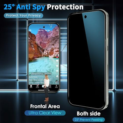 2+2 Pack for Google Pixel 10A Privacy Screen Protector & Camera Lens Protector, Support Fingerprint Unlock, Anti Spy Tempered Glass, Case Friendly, Bubble Free, Easy Installation - size: Google Pixel 10A
