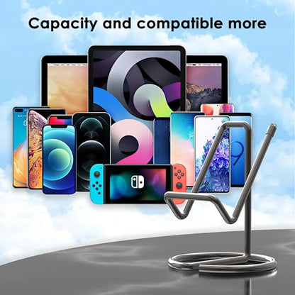 Metal Cell Phone Stand for Desk, Cute One-Piece Phone Holder, Stable Desktop Display Dock for iPhone, iPad, Samsung, Tablets & All Mobile Phones, Gray - color: Gray