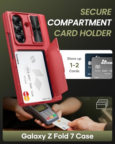 for Samsung Galaxy Z Fold 7 Case with Card Holder, Red - color: Red