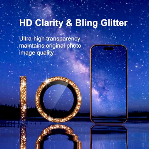 iPhone 17/16/15/14 Pro Max/Pro Camera Lens Protector Glitter - color: Glitter Orange