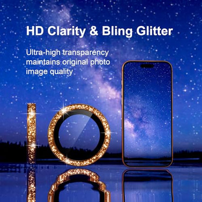 iPhone 17/16/15/14 Pro Max/Pro Camera Lens Protector Glitter - color: Glitter Orange