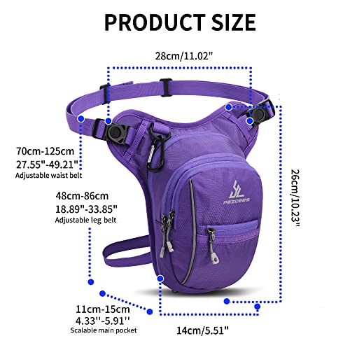 Peicees Motorcycle Leg Bag for Men Womens Thigh Bag, Expandable - color: Purple